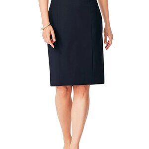 Talbots Pencil Skirt Size 12 Flat Front Back Vent Black Career Office Formal NEW